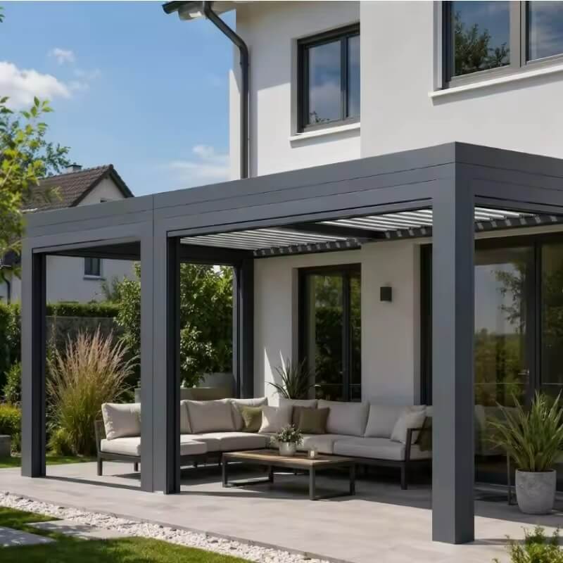 Pergola bioclimatique en aluminium imperméable pour jardin et terrasse