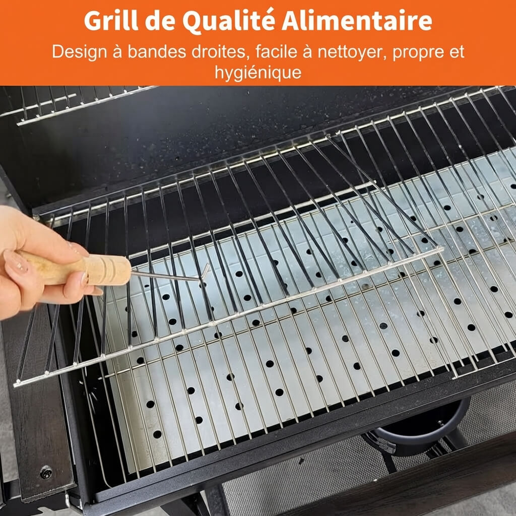 Barbecue à Charbon avec Thermomètre et Roues – Grill d’Extérieur