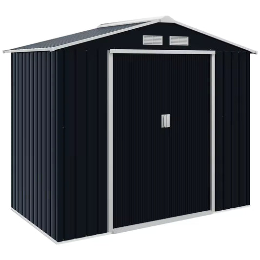 Abri de Jardin en Métal avec Kit de Fondation – 213 × 130 × 185 cm