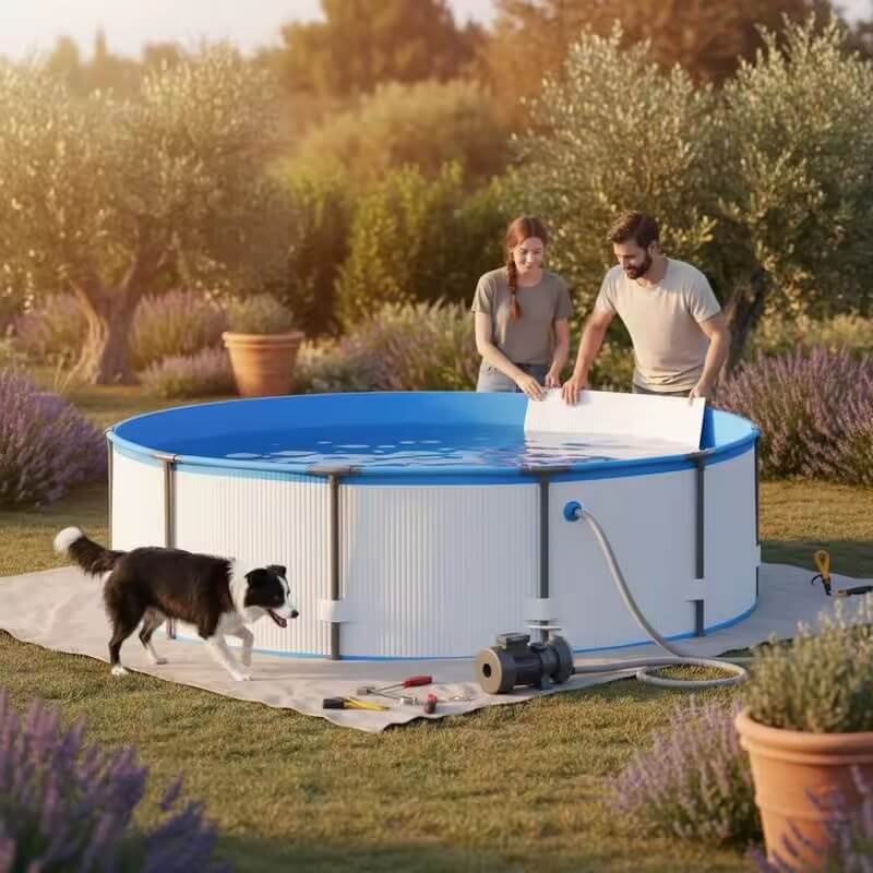 Piscine Gonflable Ronde en PVC Renforcé – 350 × 90 cm, Familiale