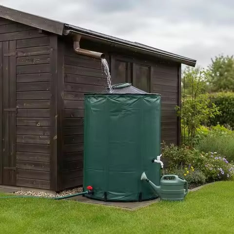Récupérateur d’Eau de Pluie Pliable 1250 L- Cadre PVC, Filtre et Robinet