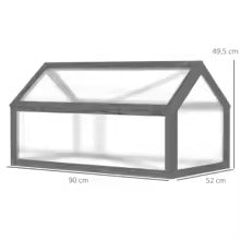 Mini Serre de Jardin en Bois avec Panneaux en Polycarbonate – Ventilation, 90 × 52 × 49,5 cm