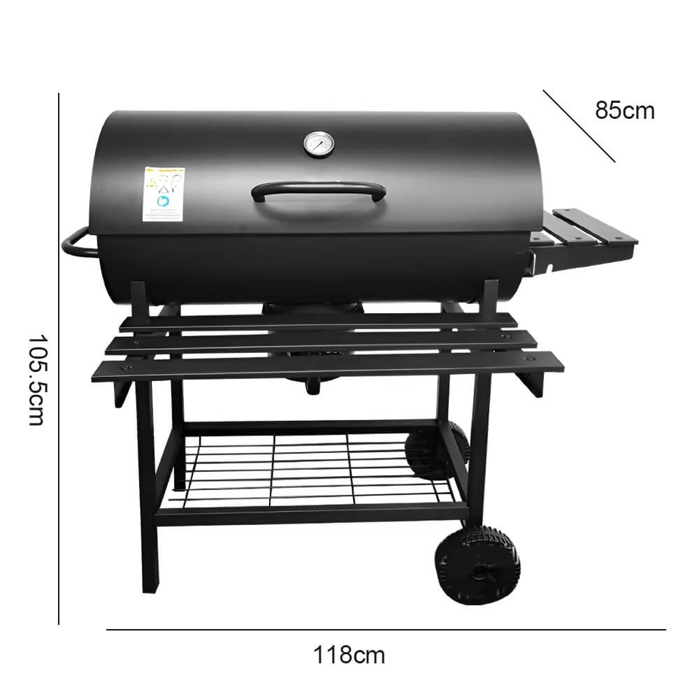 Barbecue à Charbon avec Thermomètre et Roues – Grill d’Extérieur